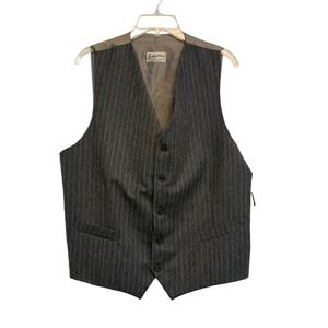 Bevilacqua Men’s 100% Wool Vest Gray Brown Stripe Viscose Blend NWT XXL